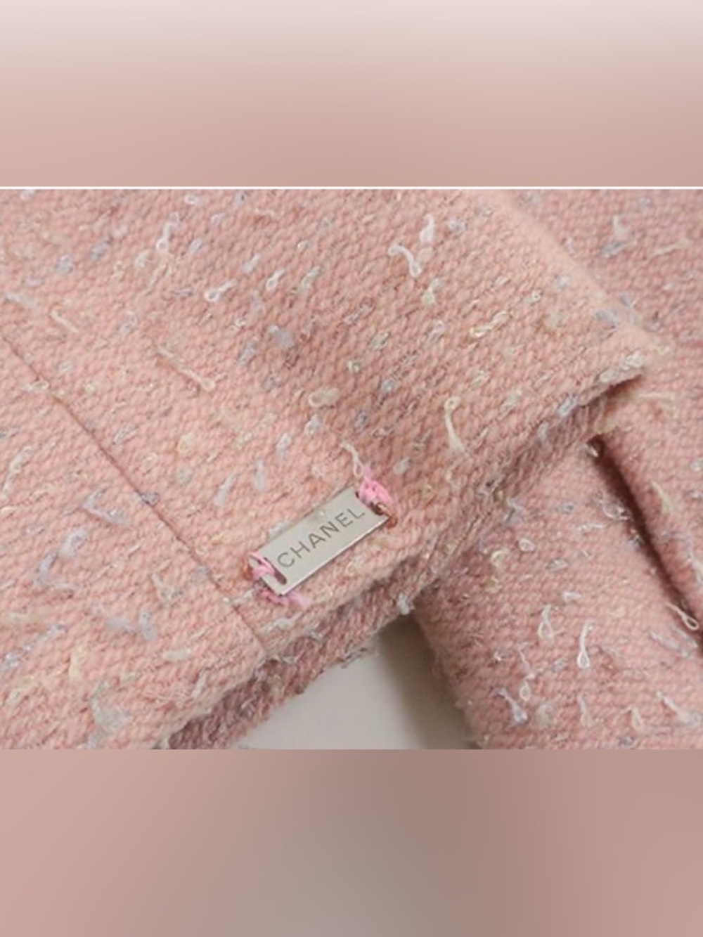Chanel Vintage 1999 Pink Rosa Tweed Giacca Gonna Ruffle Jacket - Picture 6 of 6